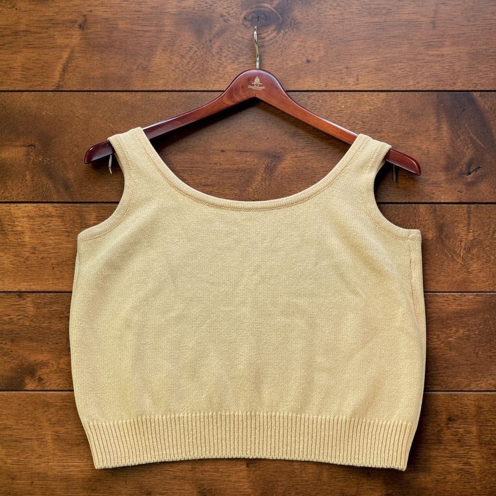 St John Collection Marie Gray Womens S Knit Shell Tank Top Butter Yellow USA